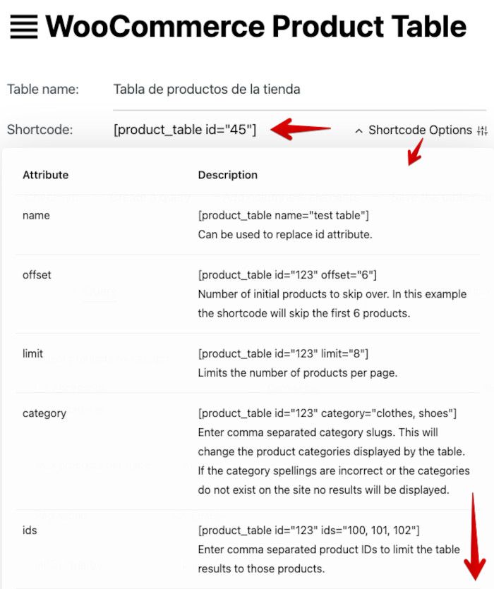 código corto para mostrar la tabla