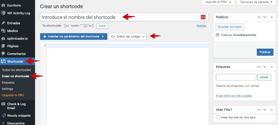 Crear un shortcode con Create Shortcodes for Anything