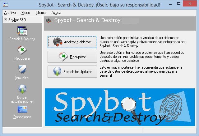 Aplicación Spybot Search & Destroy
