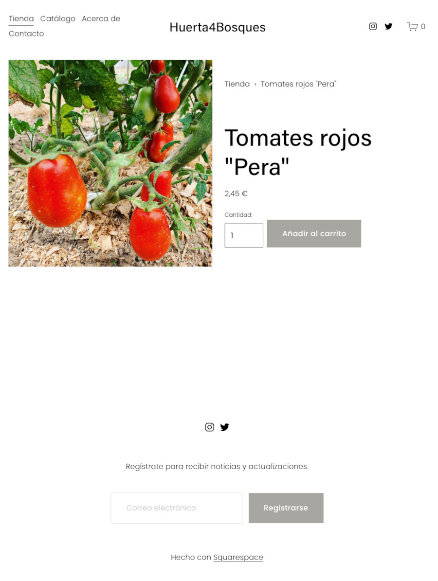 Ver producto en la tienda con Squarespace