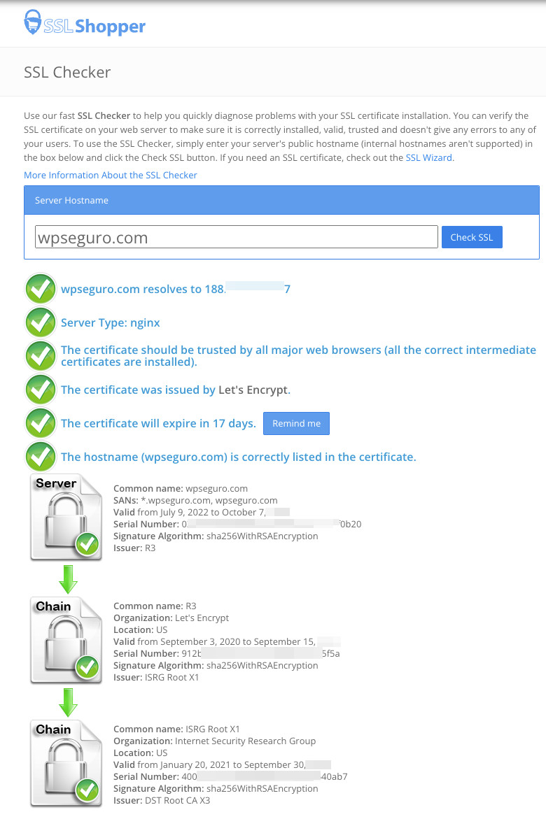 Comprobación de certificado SSL online