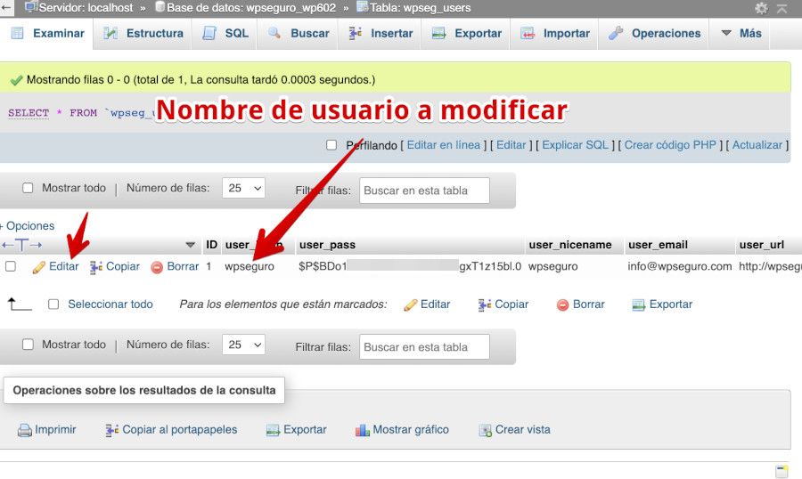 Tabla users en phpMyAdmin