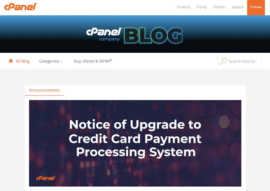 Página web Blog de cPanel