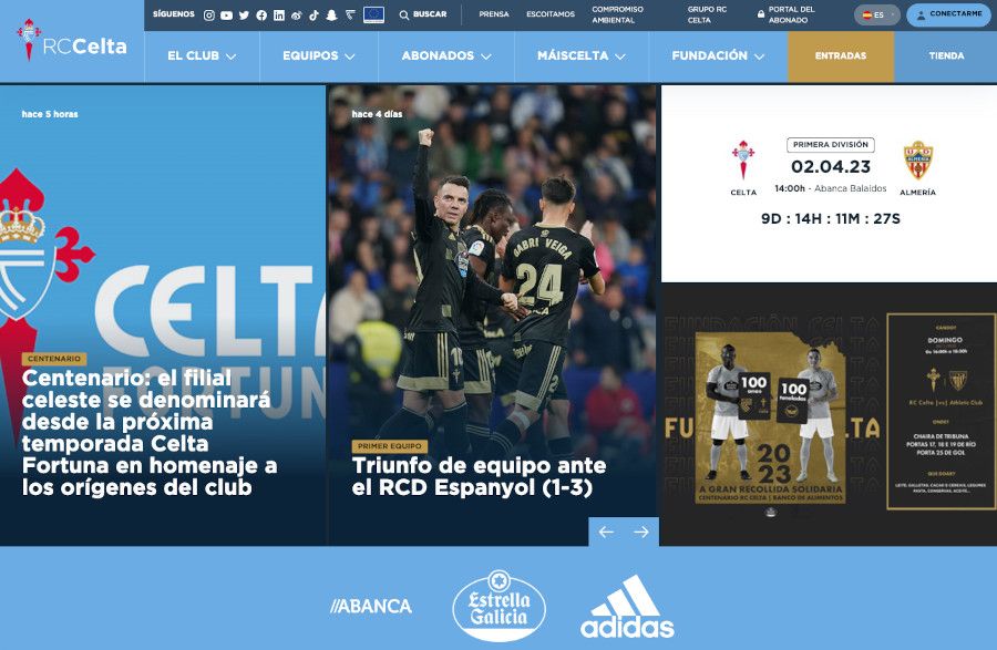 Página web RC Celta Vigo