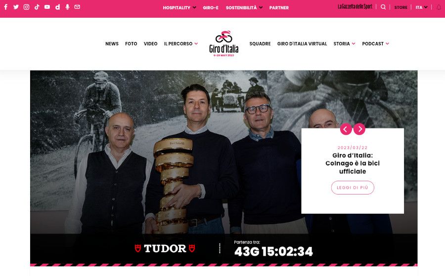 Página web Giro Ciclista Italia