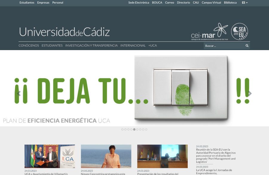 Página web Universidad de Cádiz