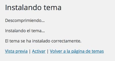 Instalar tema descargado en WordPress