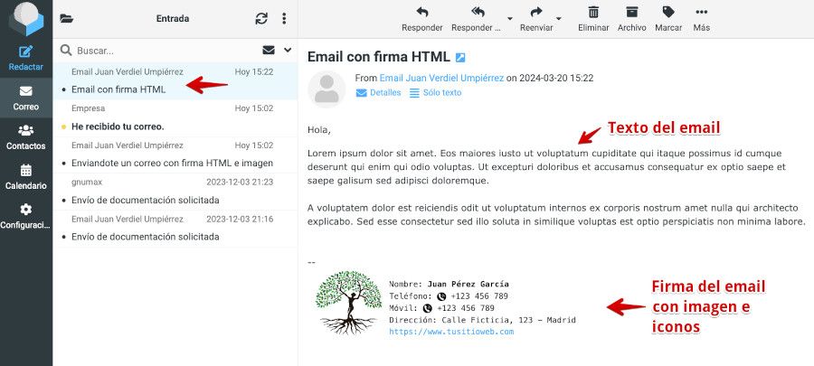 Webmail - Roundcube - Firma HTML - Recibido email firmado