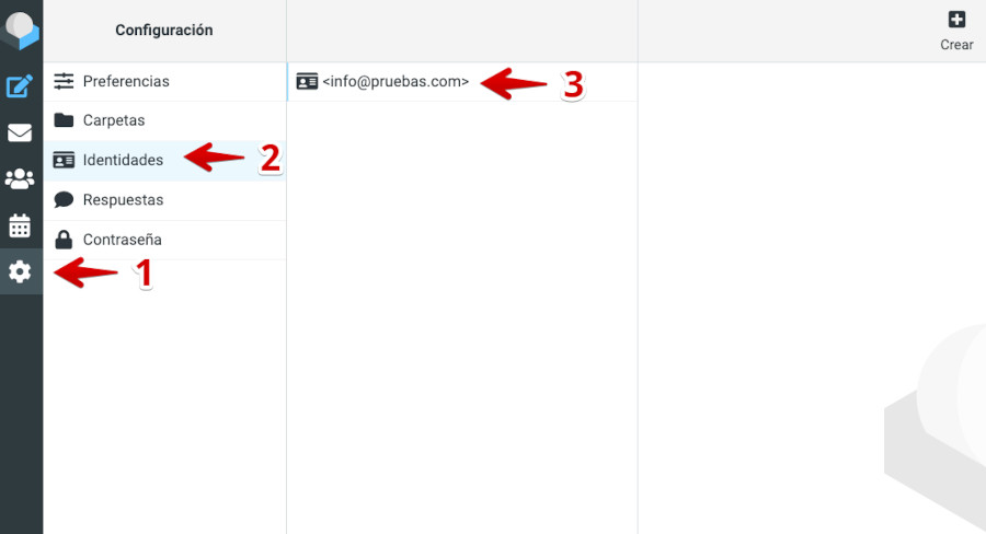 Webmail - Roundcube - Configuración - Identidades