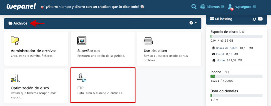 WePanel - Archivos - FTP
