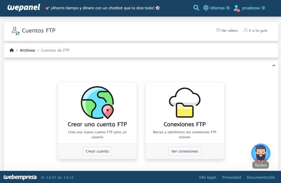 WePanel - Archivos - FTP