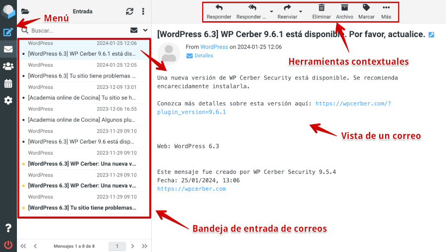 WePanel - Correo electrónico - Cuentas de correo - RoundCube