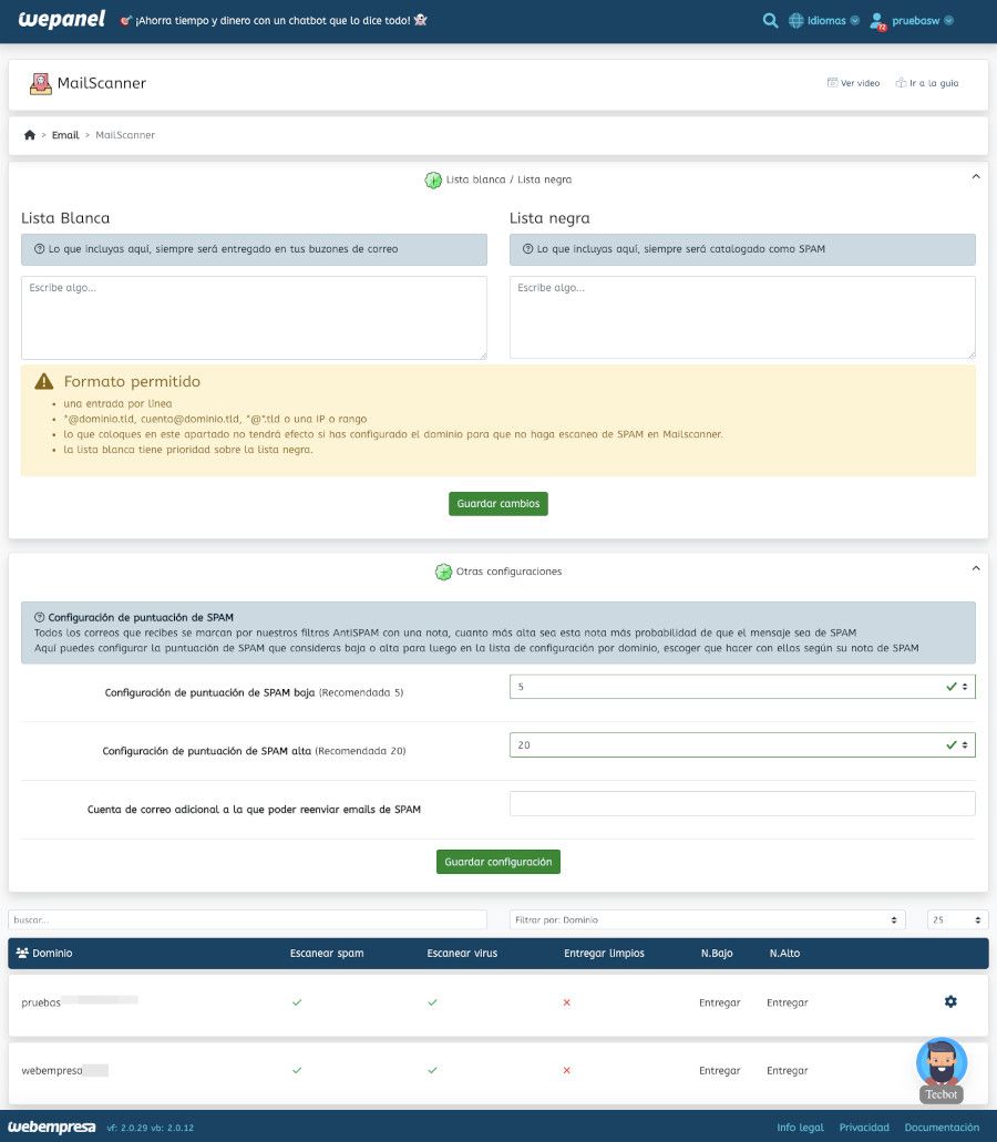 WePanel - Correo Electrónico - MailScanner