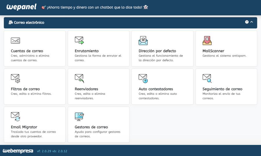 WePanel - Cuentas de Correo Electrónico