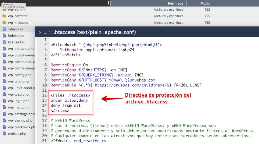 Proteger el archivo htaccess