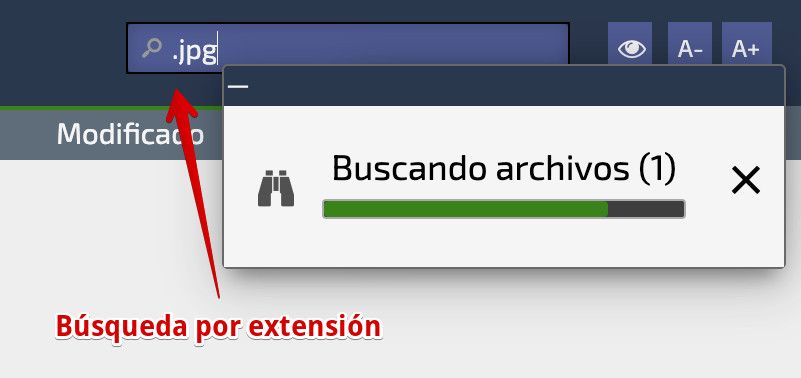 Buscar archivos por extensión con WePanel