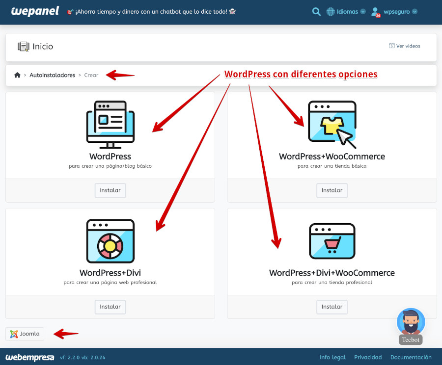 WePanel - Instaladores de CMS