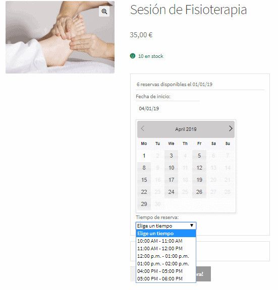 Booking & Appointment - Selector de rangos