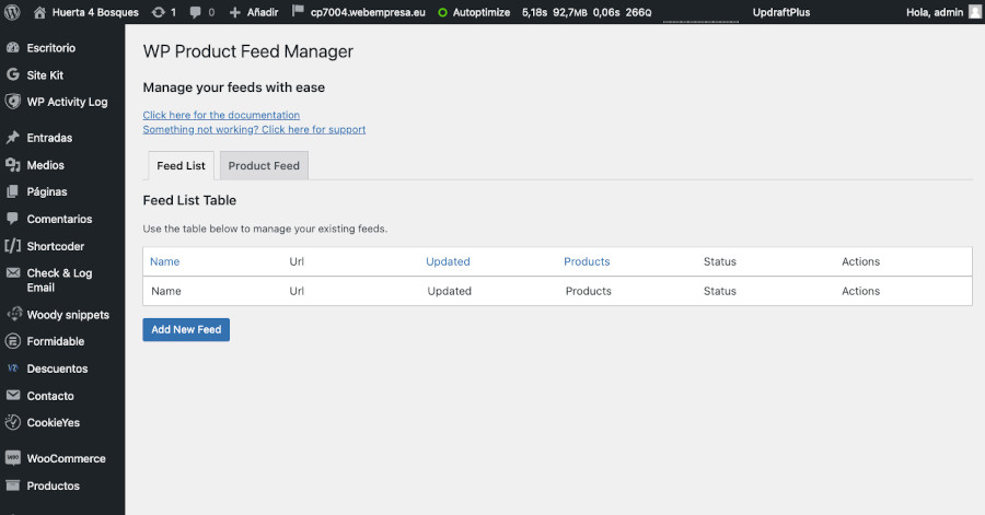 Woocommerce Google Feed Manager - Feed List