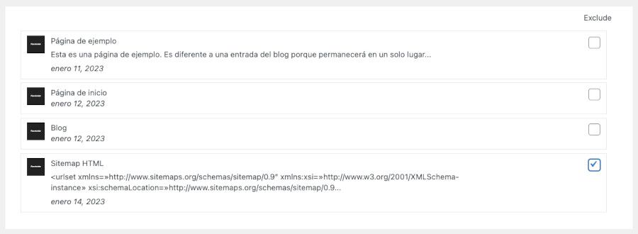 wp-simple-html-sitemap-exclude-pages Excluir Páginas para mapa del sitio HTML