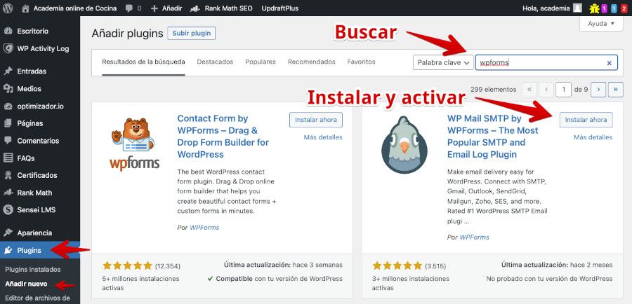 wpforms-buscar-instalar-activar Instalar plugin WPForms en WordPress