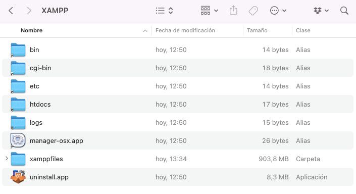 Instalación de XAMPP en Aplicaciones de macOS