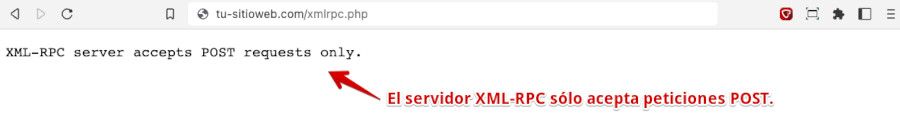 El servidor XML-RPC sólo acepta peticiones POST