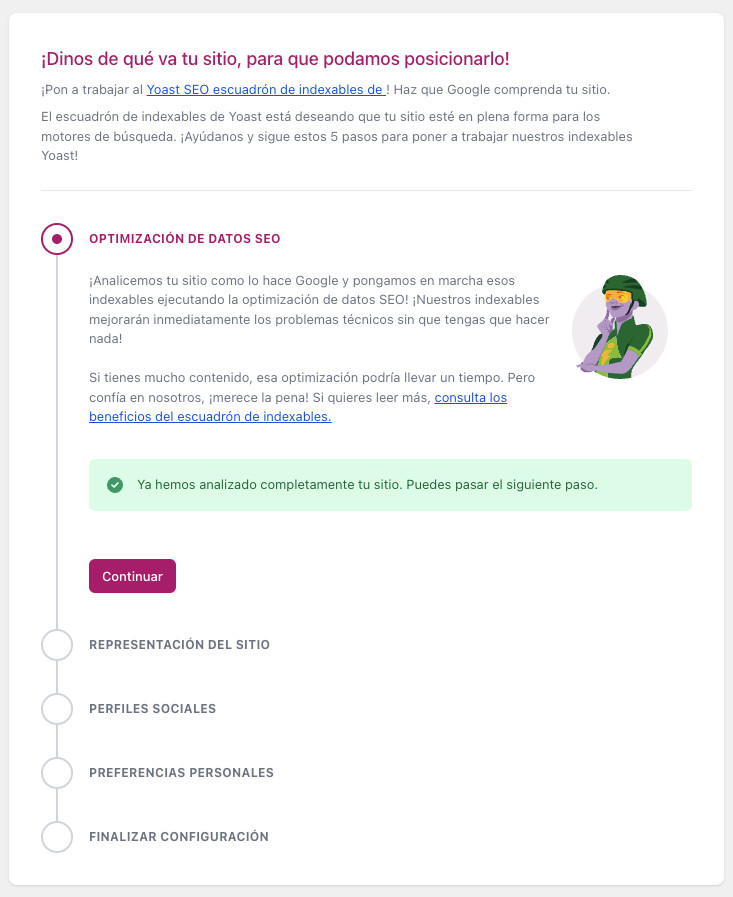 Configuración guiada del plugin Yoast SEO