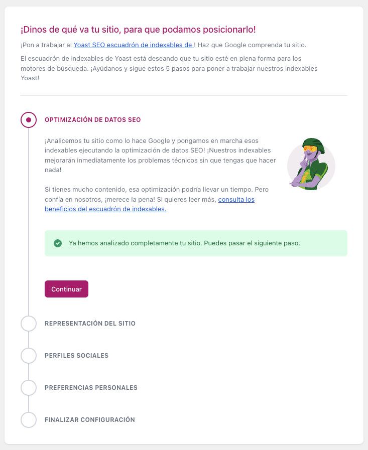 Configuración guiada del plugin Yoast SEO