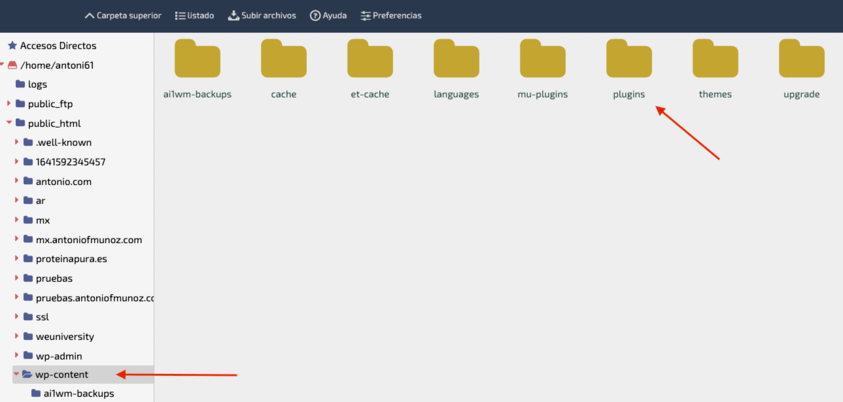 acceder a la carpeta plugins