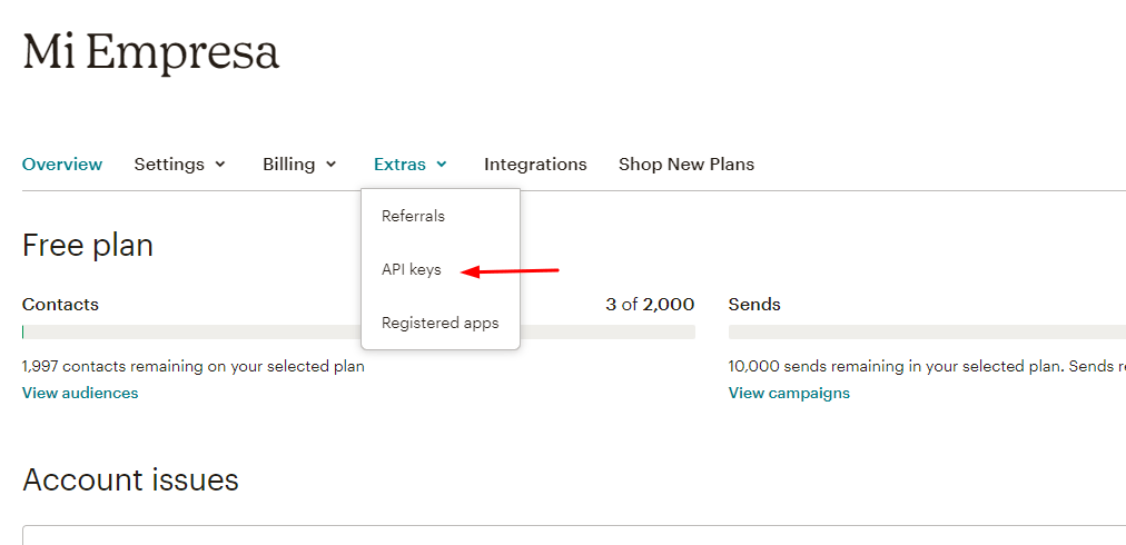 api key Mailchimp para Divi