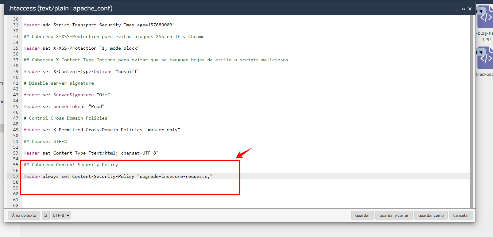 cabecera Content Security Policy htacess