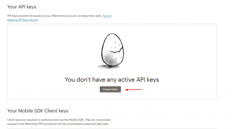 crear api key Mailchimp para usar en Divi