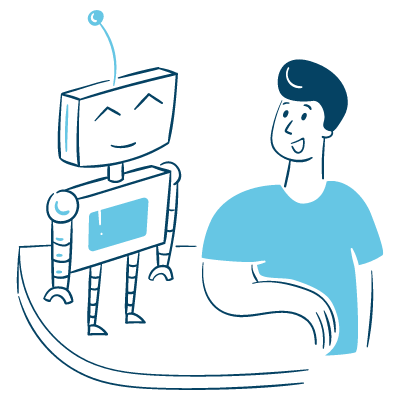 hombre-y-robot icono escudo con ok y humano