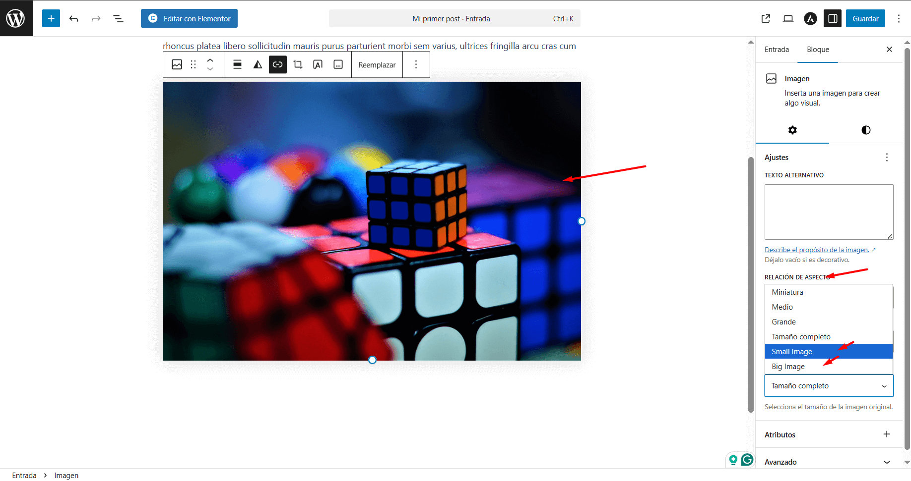 nuevos tamaños de imagen post