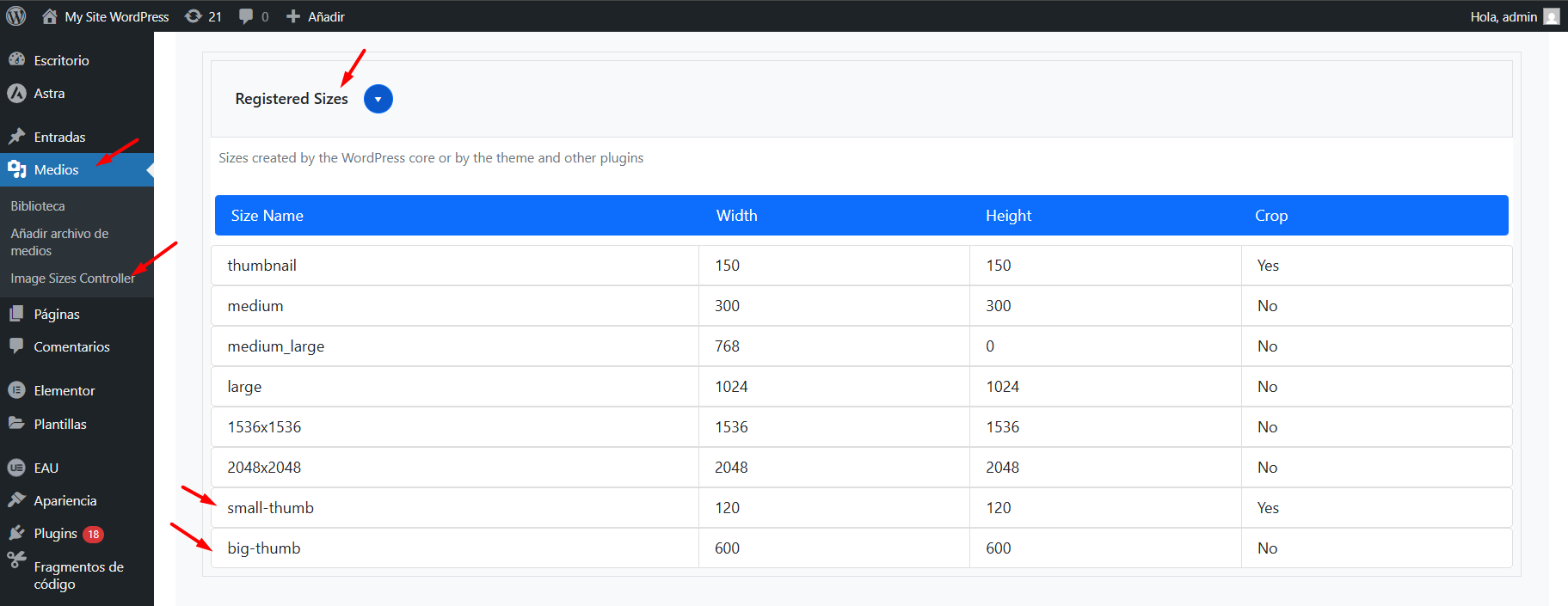 plugin image sizes controller