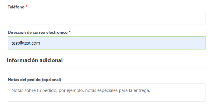 campo email de WooCommerce