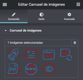 añadir imágenes al carrusel de Imágenes de Elementor