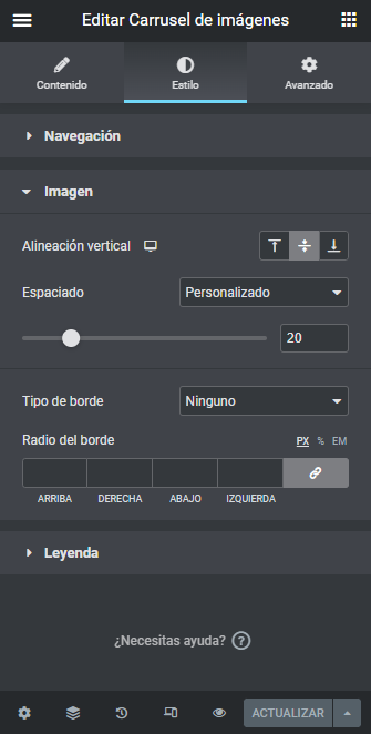 características del carrusel de Imágenes