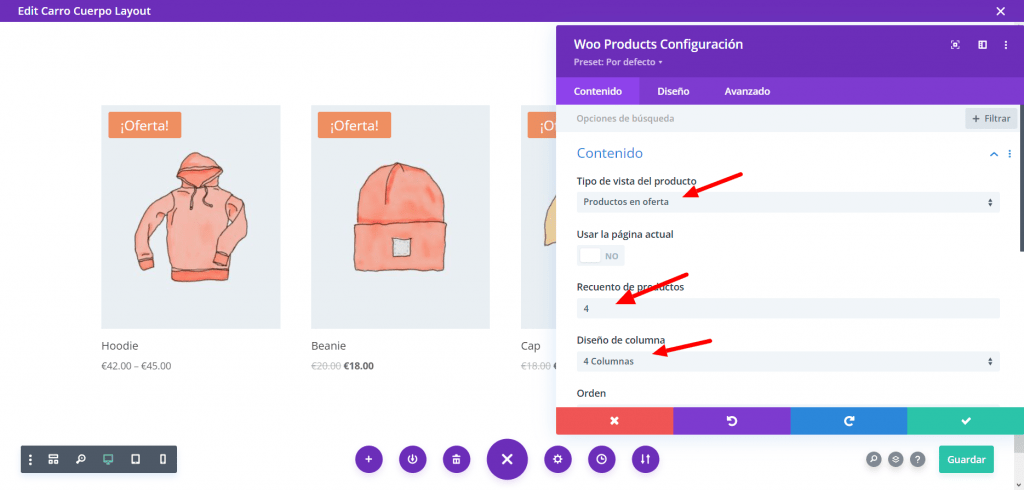 columnas en el carrito de WooCommerce de Divi