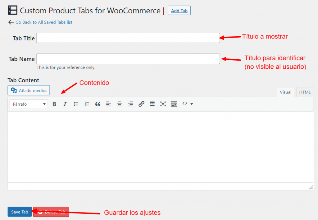 guardar la pestaña extra de WooCommerce