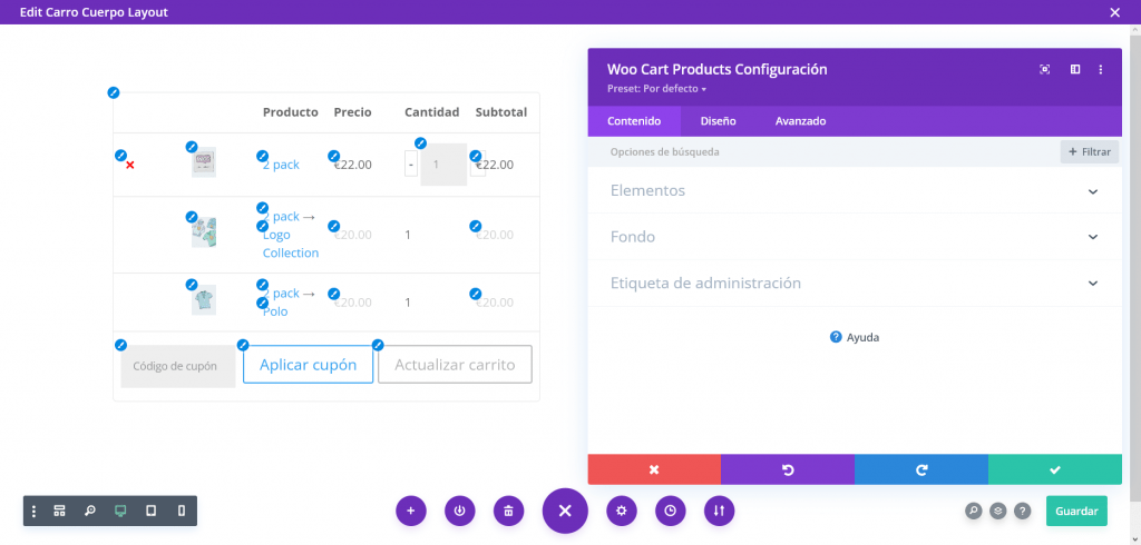 elementos visibles al pasar el cursor en divi