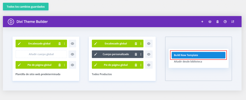 crear nueva plantilla en divi