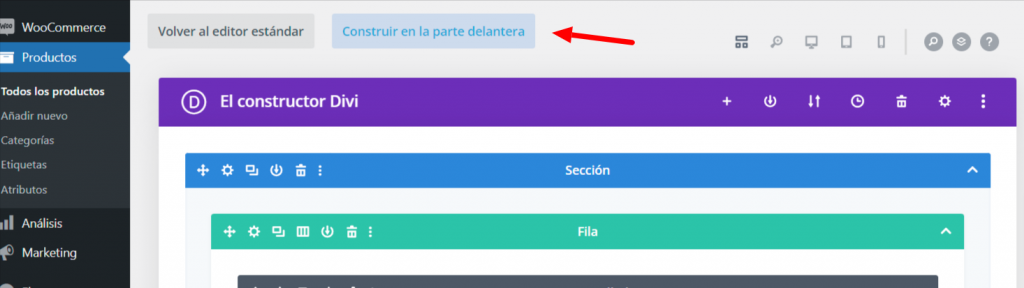 construir página de producto en Divi