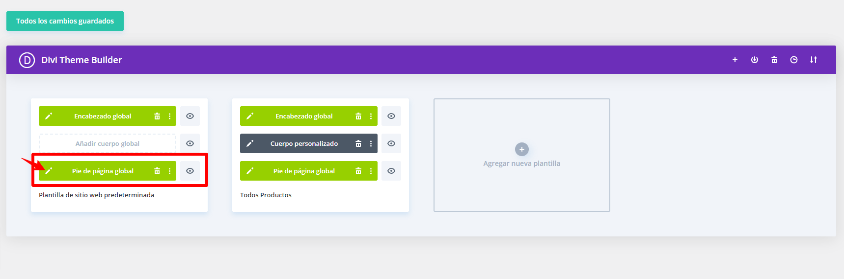 configurar footer en divi