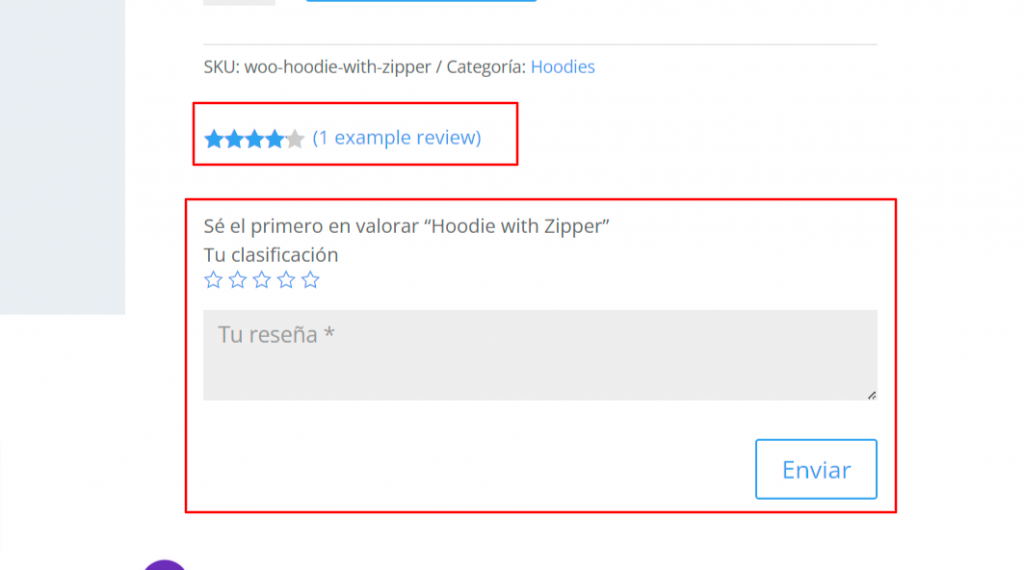 estrellas o valoraciones de producto con woocommerce