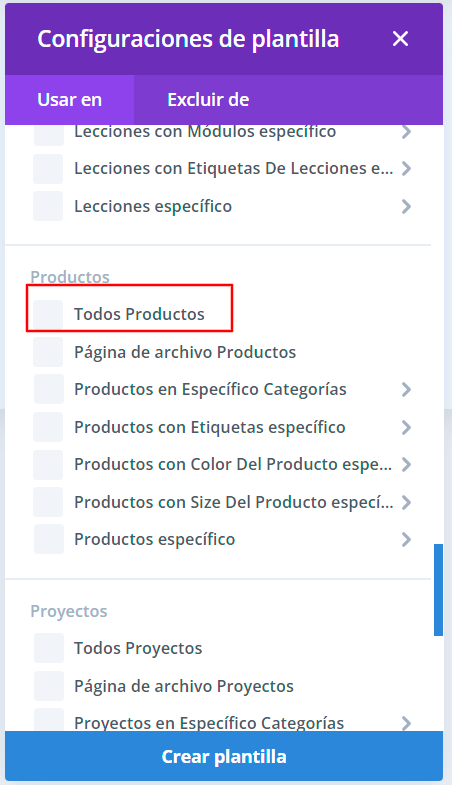 todos los productos en divi