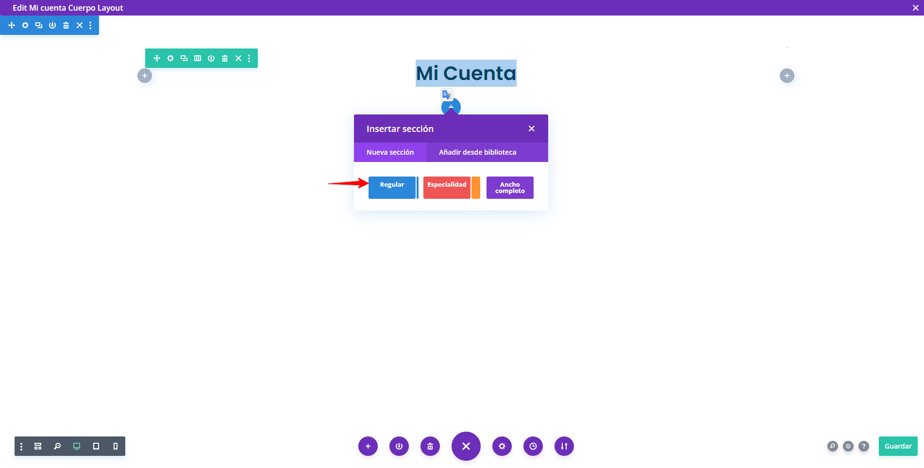 añadir nueva sección de divi