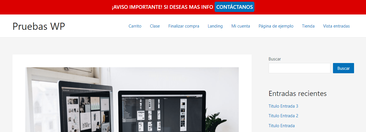 barra de notificaciones en WordPress