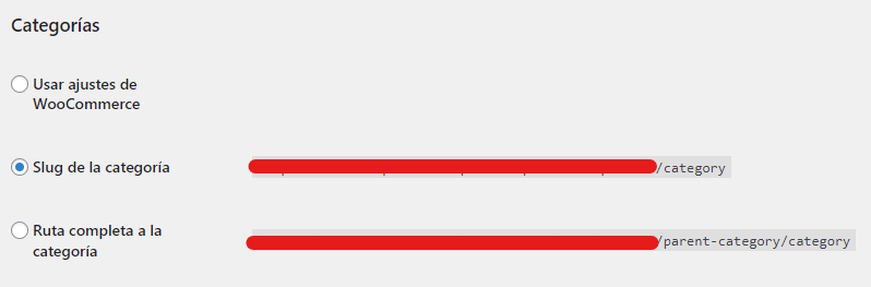 configuración predeterminada slug WooCommerce